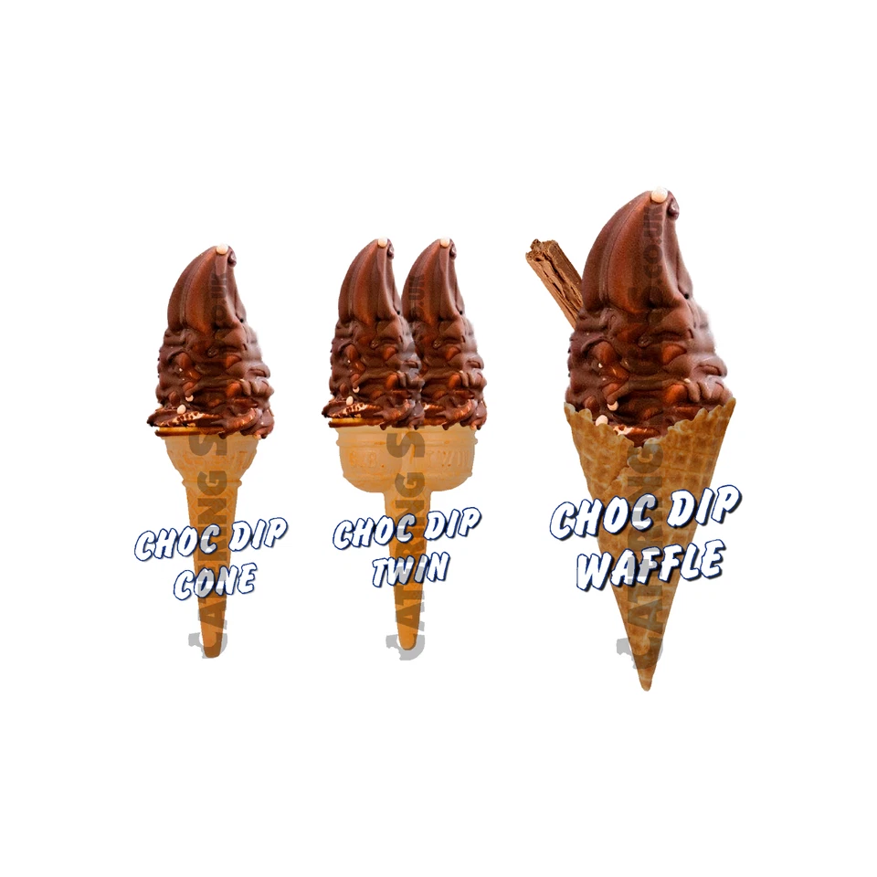 Chocolate Dipped Whippy Ice Cream Cone Stickers Set of 3 - Single, Twin & Waffle