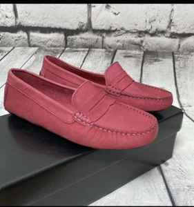 Saks Fifth Avenue Shoe Sz 6b Honeycomb Embossed Leather Penny Loafer Driving - Picture 1 of 10