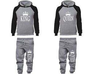 King and Queen Couple Matching Hoodies and Jogger Pants (4pcs Sold Separately)