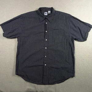 GAP Button Down Plaid Men's Extra Large Short Sleeve Check Blue Shirt - Picture 1 of 14