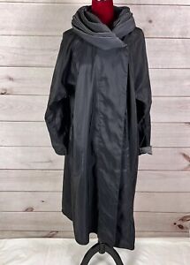 Mycra Pac Women Jacket Sz M Black Hooded Raincoat Longline Reversible Gothic