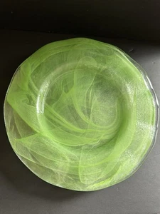 Set 4 LVB1 La Verrerie de Biat France Green Swirl Charger Service Plates Glass - Picture 1 of 24