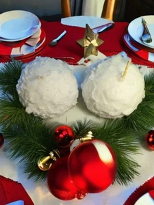 PartyLite Candle SNOWBALL CANDLES 3.5" Round - 1 Pair of 2 (New-NO BOX) - Picture 1 of 3