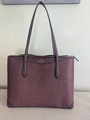KATE SPADE PURSE GLITTER SHIMMER TOTE  DEEP NOVA BURGUNDY LARGE - Image 1 of 4