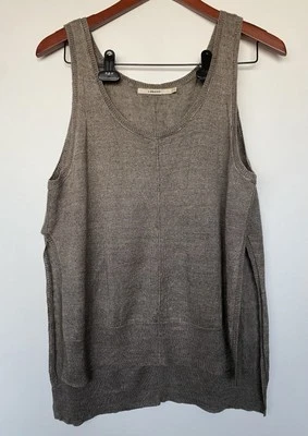 J Brand - 100% Linen Brown Lightweight Tank Top Scoop Neck W Slits - Size M- A7 - Image 1 of 4