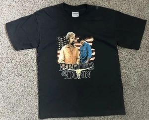 2001 Brooks And Dunn Black T Shirt Youth Large L Neon Circus VINTAGE! - Picture 1 of 5