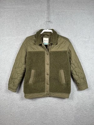 Madewell Size XXS Sherpa Fleece Quilted Jacket Olive Green Utility Coat - Image 1 of 4