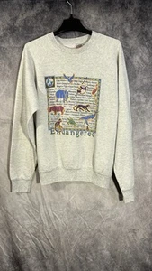 Endangered Animals Crewneck Pullover Sweatshirt Grau Größe XL Made USA Damen - Bild 1 von 10