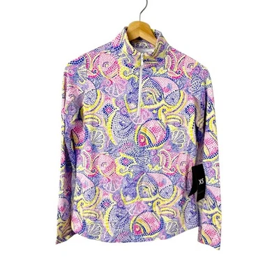 Top Ibkul Manga Larga Cremallera Cuello Simulado Mujer XS UPF 50 Mariel Azul Rosa Púrpura  Foto 1 de 4