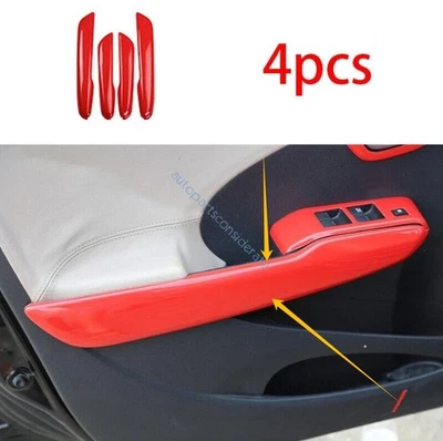 Cubierta de manija de reposabrazos de puerta interior rojo brillante para Honda Fit Jazz GK5 2008-12-2013 Foto 1 de 4