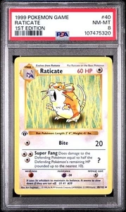 Raticate #40 - Pokemon Base Set Shadowless 1st Edition - PSA 8 - Picture 1 of 2