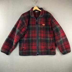 Vintage Woolrich Fleece Jacket Made In The USA Buffalo Plaid Men’s Large - Picture 1 of 6