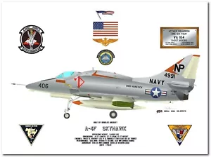 A-4F Skyhawk, VA-164 Ghost Riders, 1968 - 1972, USN Attack Aircraft Print - Picture 1 of 1