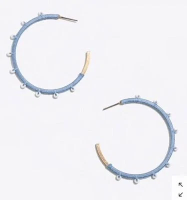 NUEVO CON ETIQUETAS J.CREW ❤️ PENDIENTES ARO HILO Y CUENTAS PERI BRILLANTES CON BOLSA J.CREW Foto 1 de 3