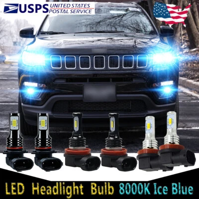 For Jeep Compass 2014-2020 - 6X LED Headlight High Low Beam + Fog Light Bulb HKL - Image 1 of 4