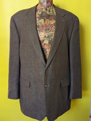 Chaps Ralph Lauren Blazer Coat Mens 48L Suit Jacket Brown Check Plaid Wool - Image 1 of 4
