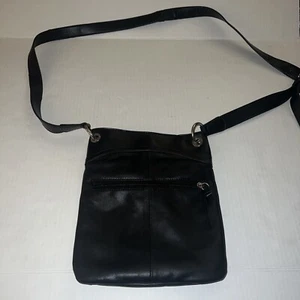 'LAURA ASHLEY' BLACK LEATHER SHOULDER/CROSSBODY BAG - Picture 1 of 9