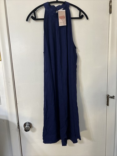 VETEMENTS Kirundo abito tubino blu scuro girocollo senza maniche rayon TG XL NUOVO CON ETICHETTE
