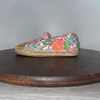 Lilly Pulitzer Target Toddler Girl Size 8 Espadrille Shoes Pink Gold Floral - Image 1 of 4