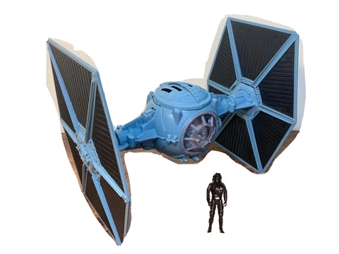 2003 Star Wars Saga Collection Blue Gray TIE Fighter & EXCLUSIVE PILOT COMPLETE Cover