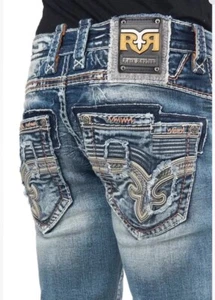 Rock Revival Men's Distressed Denim Jeans "Duke" ALT Straight 38x32 NWT - Picture 1 of 8