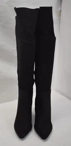 C&M Seeya Black Knee High Suede Boots Size Short Zipper Block Heel Womens Sz 9 - Picture 1 of 10