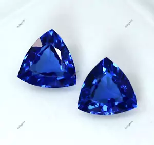 16.80 Ct Natural Blue Tanzanite CERTIFIED Trillion Cut Loose Gemstone Pair - Picture 1 of 8