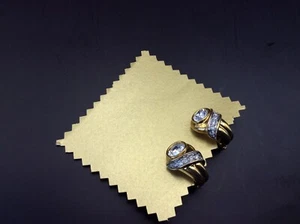 Orecchini Vintage Swarovski Oro e Cristallo Clip On - Logo Cigno - Foto 1 di 9