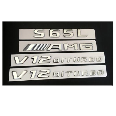 Emblema de letras de guardabarros cromado para Mercedes Benz S65L AMG V12 BITURBO símbolo Foto 1 de 4