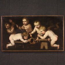 Giochi di putti allegoria dipinto olio tela quadro antico pittura XVII secolo