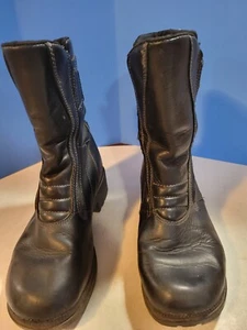 Womens Black Leather Harley Davidson Side Zip Motorcycle Boots 84425 Size 8 - Picture 1 of 8