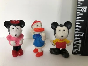 Rare 1966 WALT DISNEY PRODUCTION 1.5" MICKEY MOUSE MINNIE DONALD DUCK Figures - Picture 1 of 6