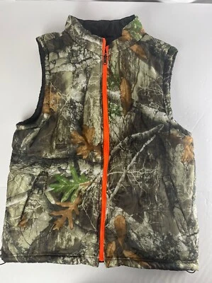 Realtree Vest Camo Blaze Orange Black Reversible Hunting Mens Sz Large Full Zip - Image 1 of 4