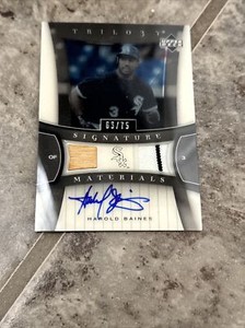 2005 Upperdeck Trilogy Harold Baines Signature Materials Dual Relic Auto /75