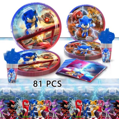 Tableware Banner Sonic Birthday Supplies Kids Children Party Decoration Set - image 1 of 4