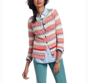 Anthropologie Sparrow Marna Wool Fair Isle Striped Cardigan Size S - Picture 1 of 6