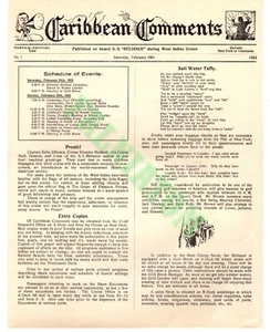 SS Reliance 18. Februar 1933 Westindien Kreuzfahrt tägliche Ereignisse und Nachrichtendokument - Bild 1 von 1
