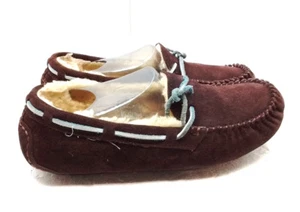UGG Women's 8M 39Brown Suede Shearling Moccasin Slippers Indoor Out Casual Shoes - Picture 1 of 6