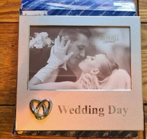 Shudehill Giftware Brushed Silver "WEDDING DAY" Rings Photo Frame - Picture 1 of 4