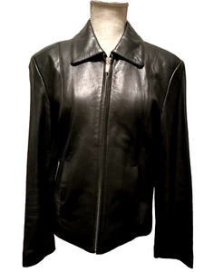 Vintage Adler Collection Women's Black Real N.Z. Lamb Skin Leather Moto Jacket M - Picture 1 of 14