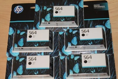 LOTE DE 5 cartuchos de tinta negros de rendimiento estándar HP 564 CB316WN#140 originales Foto 1 de 3