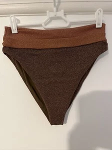 Beach Riot Heidi Bottom Sparkly Brown L Brand New - Picture 1 of 6