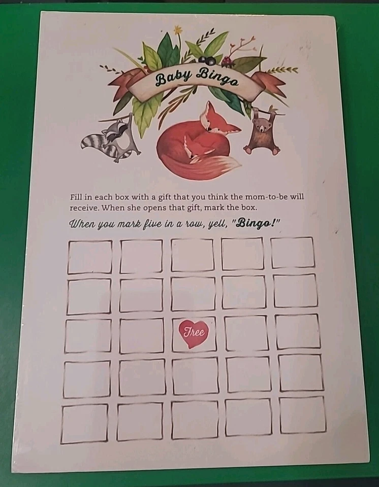 Tarjetas de juego de baby shower (50) cartulina bosque bosque animales bebé bingo nuevo  Foto 1 de 4