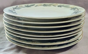 8 Vtg Meito ME184 China Grey Leaf /Gold Berry Bread & Butter Plates Set VG Cond! - Picture 1 of 4