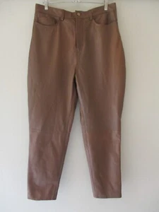 DORMEUIL ENGLAND WOMENS SOFT BROWN LEATHER PANTS LINED SIZE M - Picture 1 of 11
