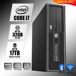 HP Desktop Computer PC i7, up to 32GB RAM, 17TB SSD HDD, Windows 11/10, WiFi - Picture 1 of 4