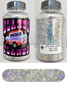 Blakes Metal Flake Alpha Silver SPLINTERS prismatic Hot Rod automotive 5oz jar - Picture 1 of 2