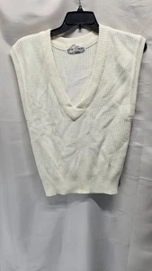 Chaleco Suéter Mujer Retrispective Talla Mediana Blanco Cuello en V - Imagen 1 de 4