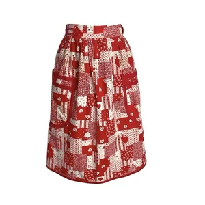 Vintage 1/2 Apron Red Faux Patchwork Hearts Love Valentines Day Kitschy Pockets - Picture 1 of 4