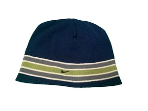 Vintage Nike Beanie Winter Knit Hat Stocking Cap Golf Tennis Men Women Blue 90s - Picture 1 of 4